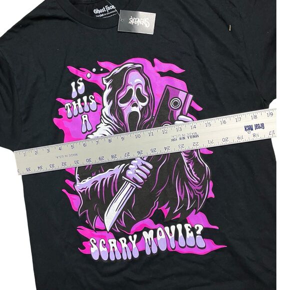 Scary Movie Ghostface Graphic Tee M Black Halloween Purple Horror Spooky - Picture 5 of 8